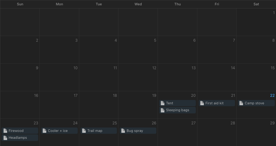 Calendar view